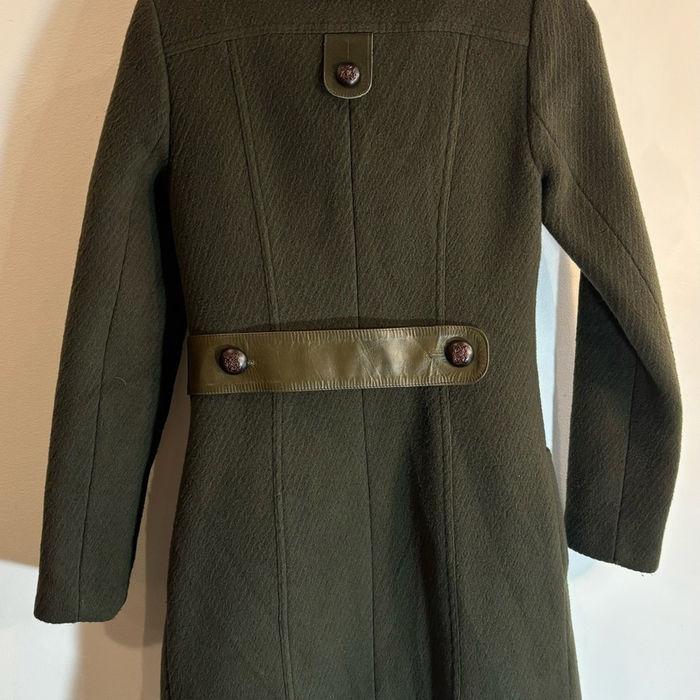 MACKAGE Sx XS Coat Oversized Military Vibes Rounded Hem Wool Blend Lined Leather - Picture 5 of 15